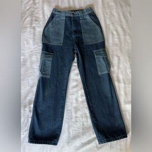 Patchwork Denim Cargo Jeans